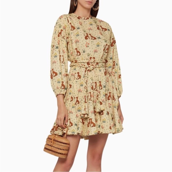 Rhode Ella Mini Dress Safari Animals Leopard Cheetah Meadow New Size Small - Picture 12 of 12